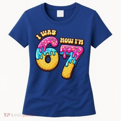 7th Birthday I Was 6 Now I'm 7 Years Old 67 Meme Funny Women's T-Shirt