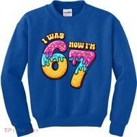 7th Birthday I Was 6 Now I'm 7 Years Old 67 Meme Funny Kids Sweatshirt thumb 0