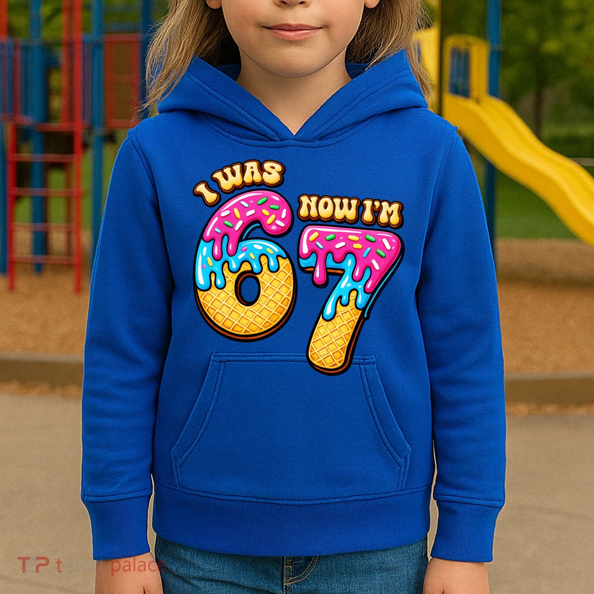 7th Birthday I Was 6 Now I'm 7 Years Old 67 Meme Funny Kids Hoodie