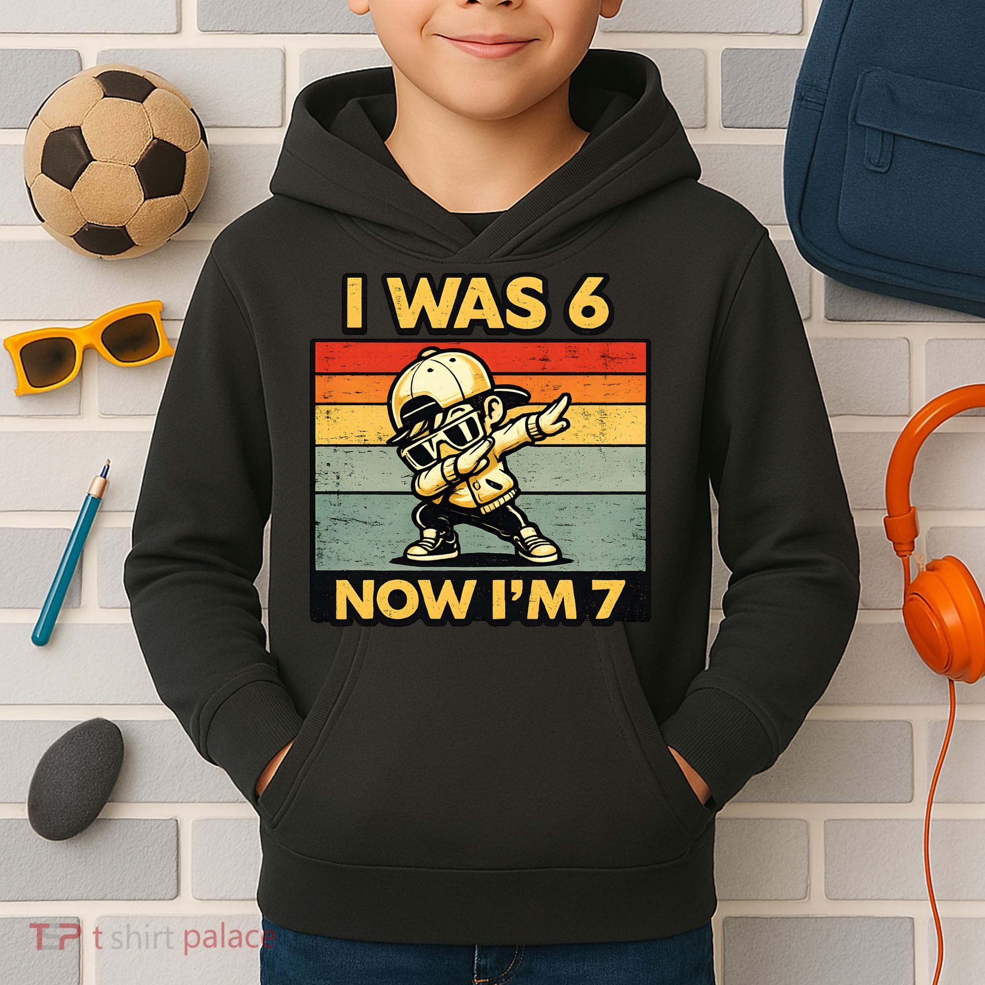 7th Birthday I Was 6 Now Im 7  Kids Hoodie