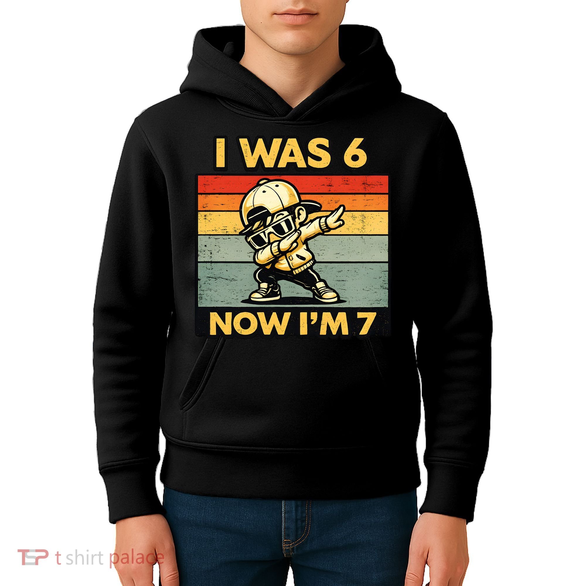 7th Birthday I Was 6 Now Im 7  Kids Hoodie