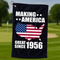 70th Birthday Making American Great Since 1956 Golf Towel thumb 1