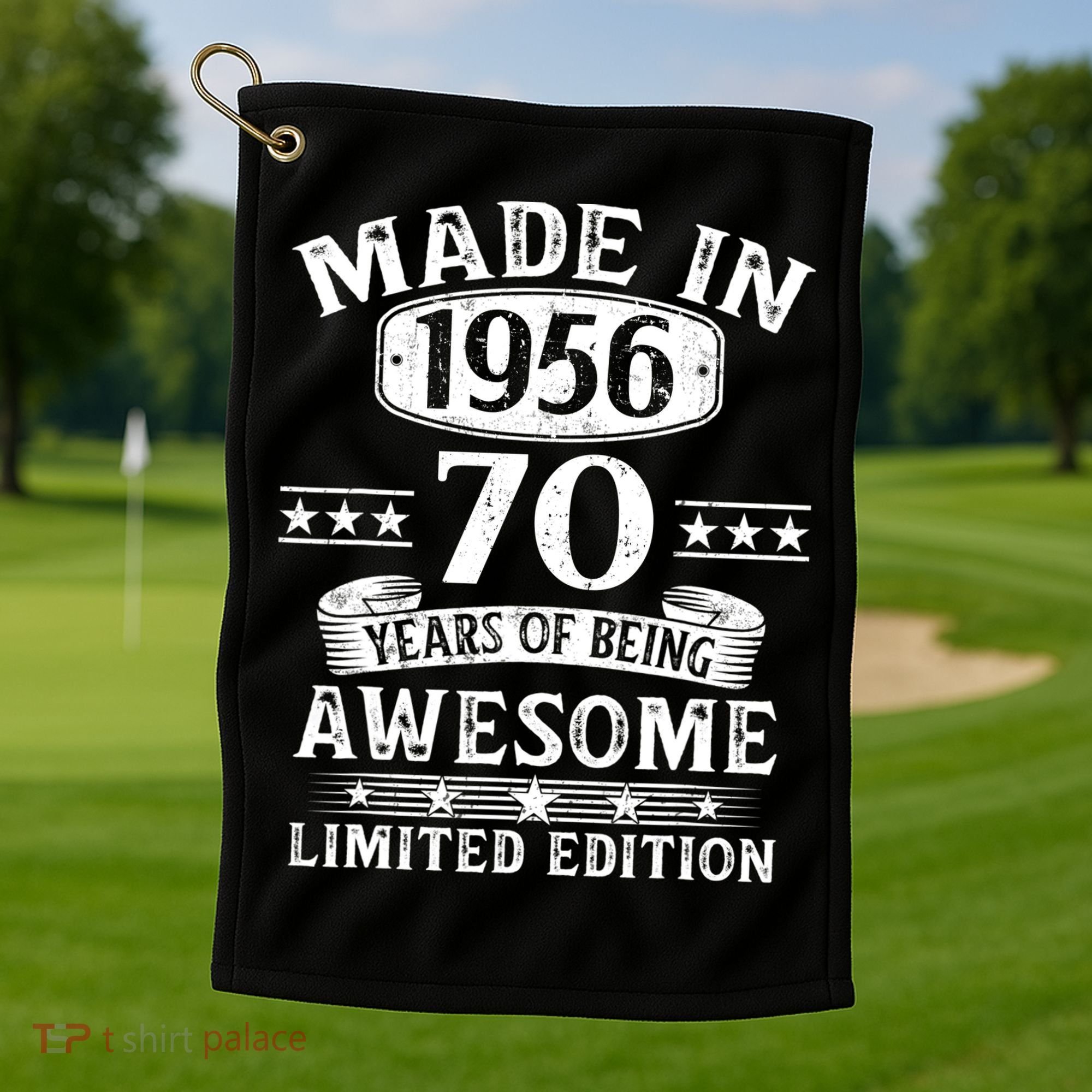70th Birthday Made In 1956 70 Years Of Being Awesome Limited Edition Golf Towel
