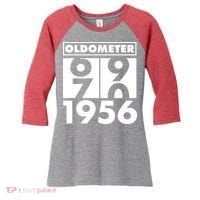 70th Birthday Oldometer 1956 Women's Tri-Blend 3/4-Sleeve Raglan Shirt thumb 0