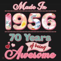 70th Birthday Pink Floral Made In 1956 Years Of Being Awesome Women's Hoodie thumb 2