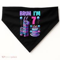 7th Birthday Party Llama Pinata Girl Bruh Im 7 USA-Made Doggie Bandana thumb 0