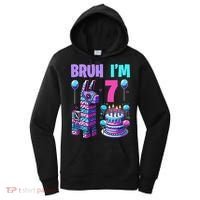 7th Birthday Party Llama Pinata Girl Bruh Im 7 Women's Hoodie thumb 0