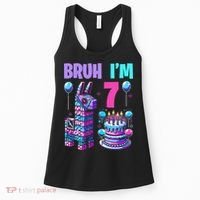 7th Birthday Party Llama Pinata Girl Bruh Im 7 Women's Tank Top thumb 0