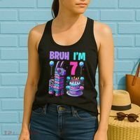 7th Birthday Party Llama Pinata Girl Bruh Im 7 Women's Tank Top thumb 2