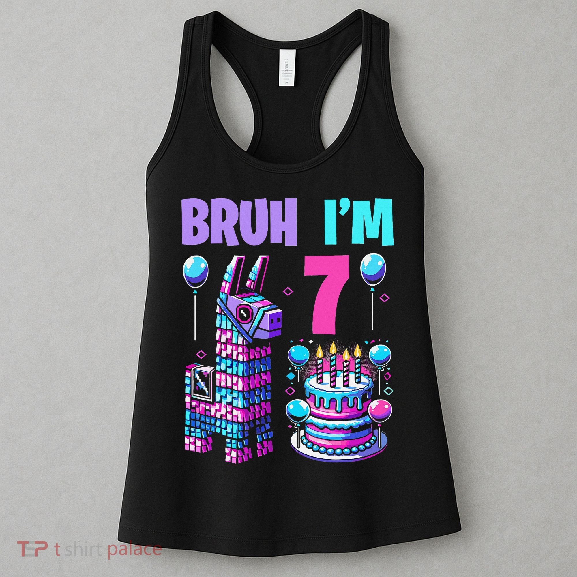 7th Birthday Party Llama Pinata Girl Bruh Im 7 Women's Tank Top