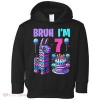 7th Birthday Party Llama Pinata Girl Bruh Im 7 Toddler Hoodie thumb 0