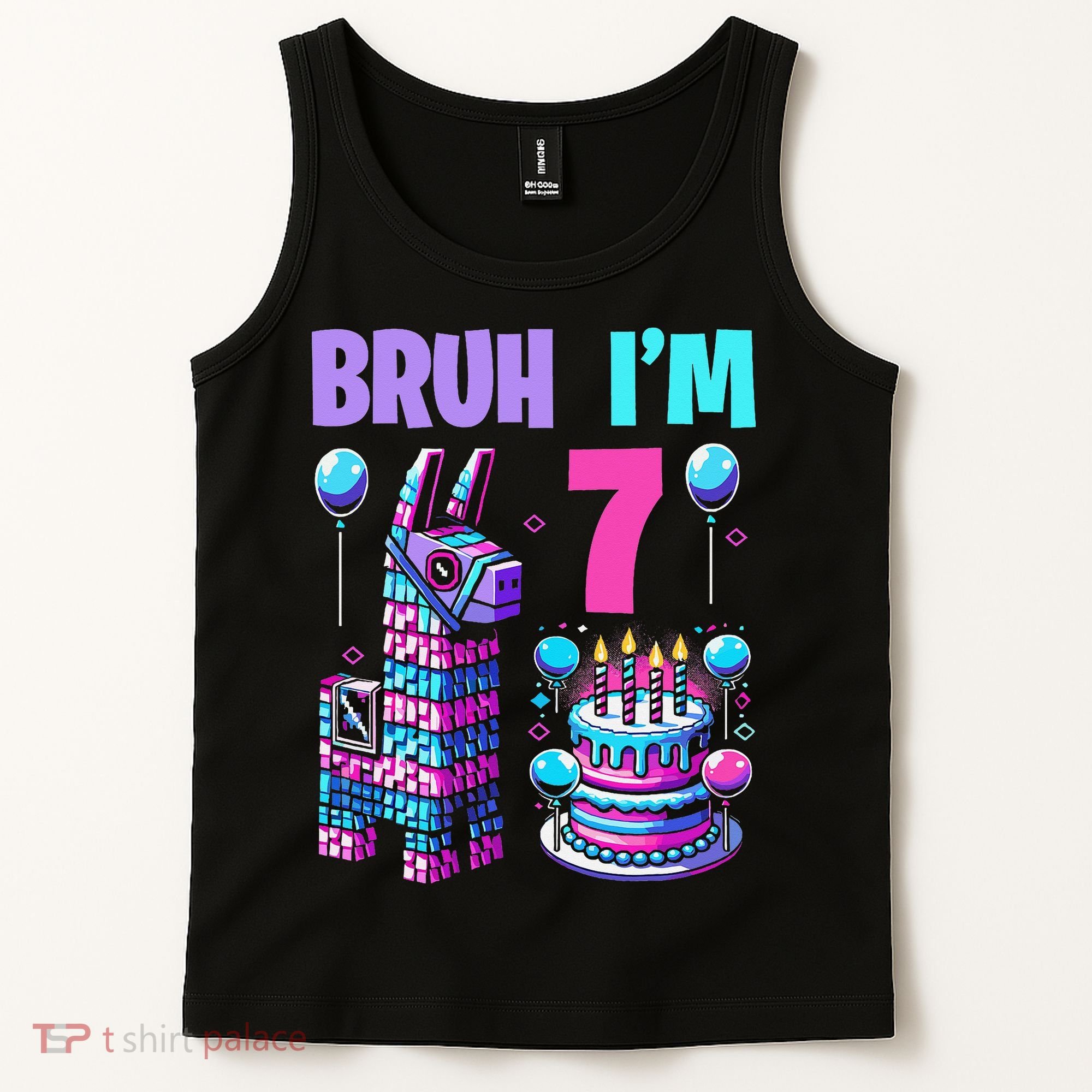 7th Birthday Party Llama Pinata Girl Bruh Im 7 Tank Top