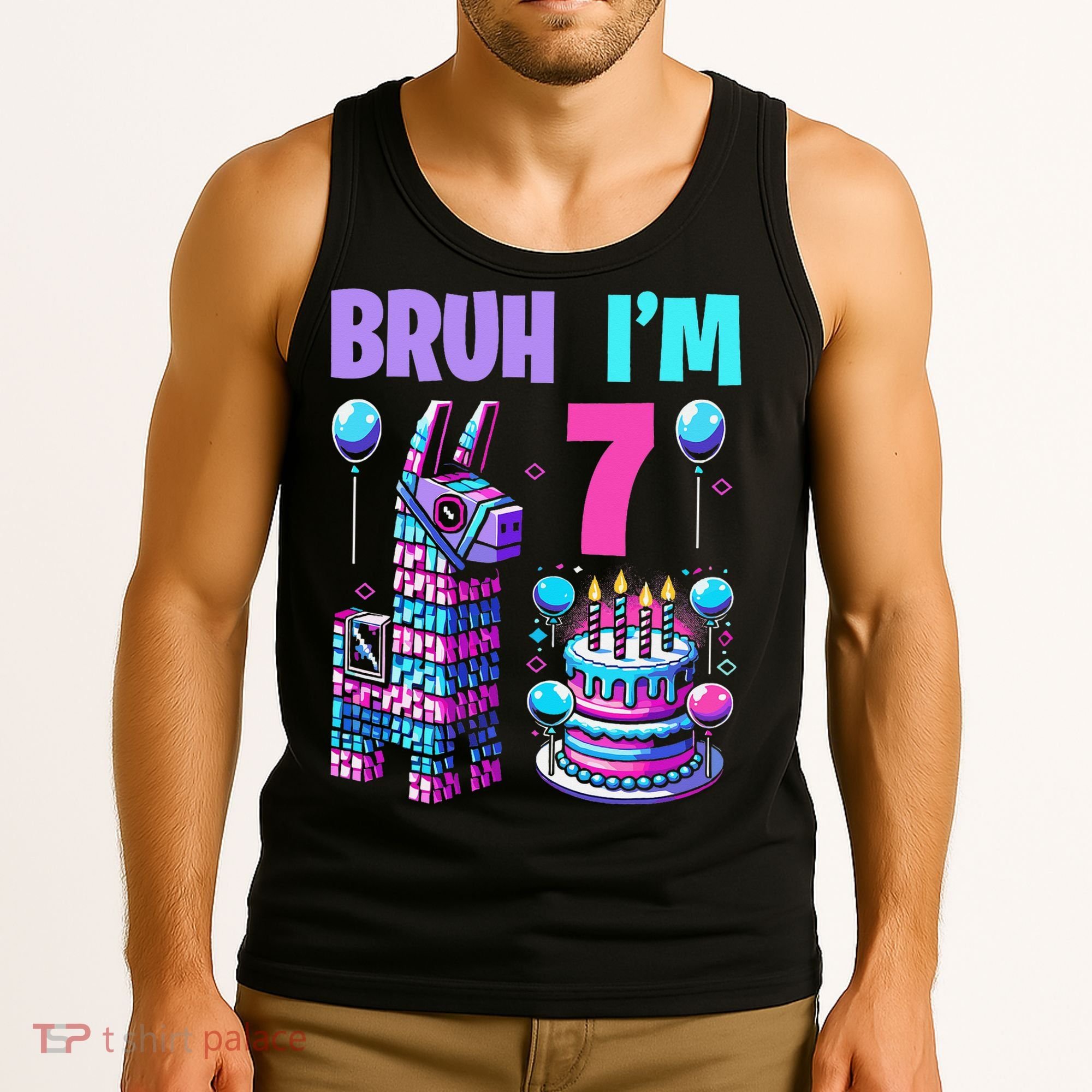7th Birthday Party Llama Pinata Girl Bruh Im 7 Tank Top