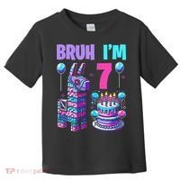 7th Birthday Party Llama Pinata Girl Bruh Im 7 Toddler T-Shirt thumb 0