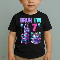 7th Birthday Party Llama Pinata Girl Bruh Im 7 Toddler T-Shirt thumb 2