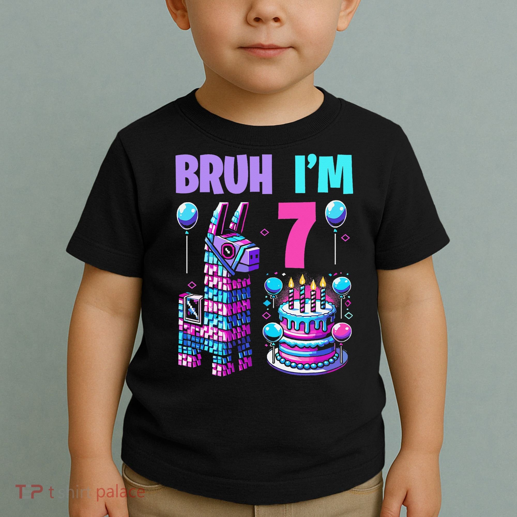 7th Birthday Party Llama Pinata Girl Bruh Im 7 Toddler T-Shirt