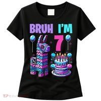 7th Birthday Party Llama Pinata Girl Bruh Im 7 Women's T-Shirt thumb 0