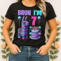 7th Birthday Party Llama Pinata Girl Bruh Im 7 Women's T-Shirt thumb 2