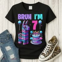 7th Birthday Party Llama Pinata Girl Bruh Im 7 Women's T-Shirt thumb 3