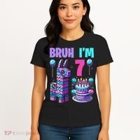 7th Birthday Party Llama Pinata Girl Bruh Im 7 Women's T-Shirt thumb 4
