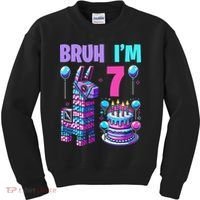 7th Birthday Party Llama Pinata Girl Bruh Im 7 Kids Sweatshirt thumb 0