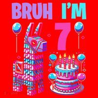 7th Birthday Party Llama Pinata Girl Bruh Im 7 Santa Hat thumb 1
