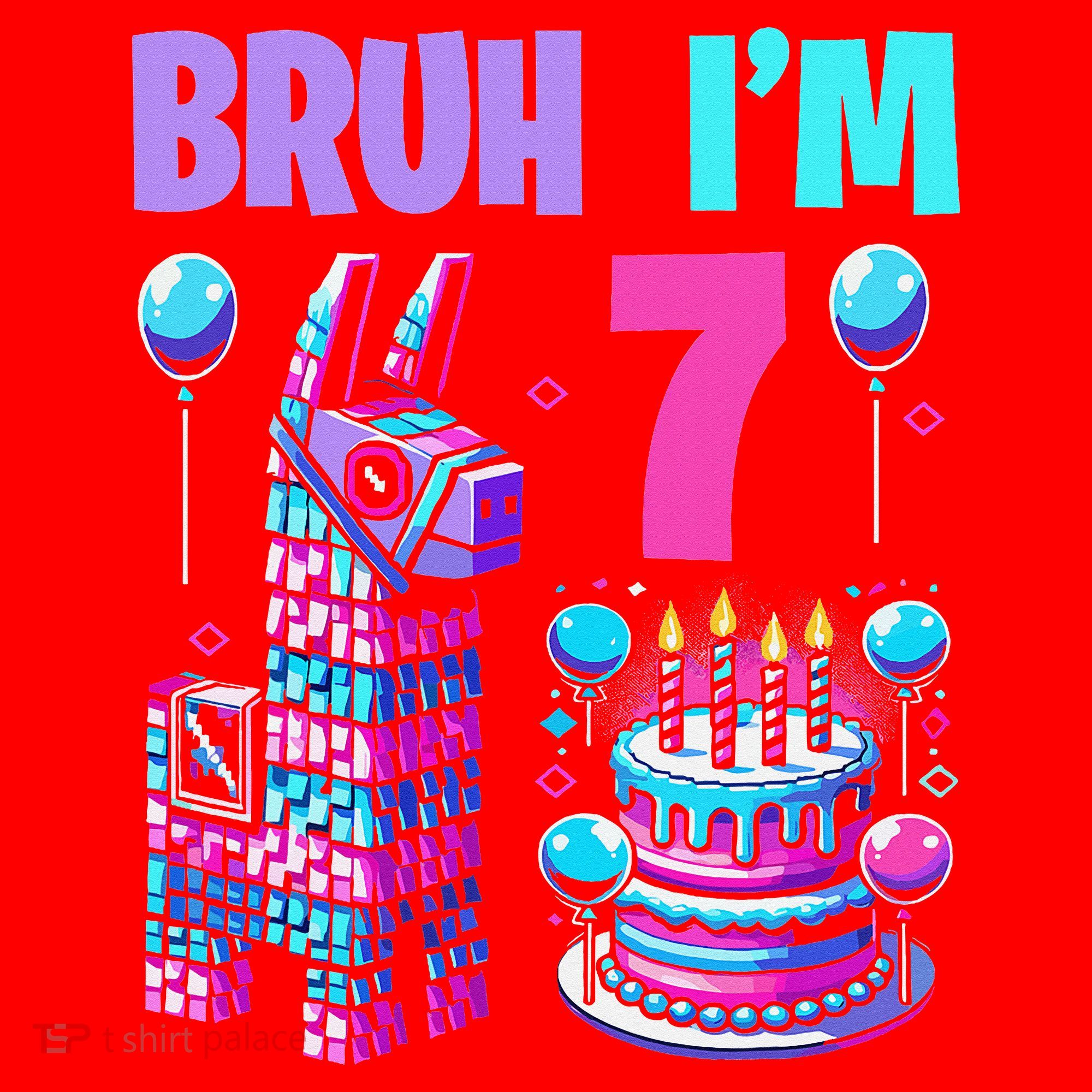 7th Birthday Party Llama Pinata Girl Bruh Im 7 Santa Hat