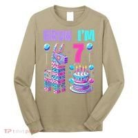 7th Birthday Party Llama Pinata Girl Bruh Im 7 Long Sleeve Shirt thumb 0