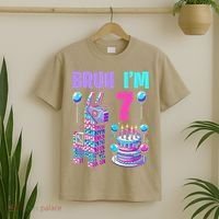 7th Birthday Party Llama Pinata Girl Bruh Im 7 T-Shirt thumb 2
