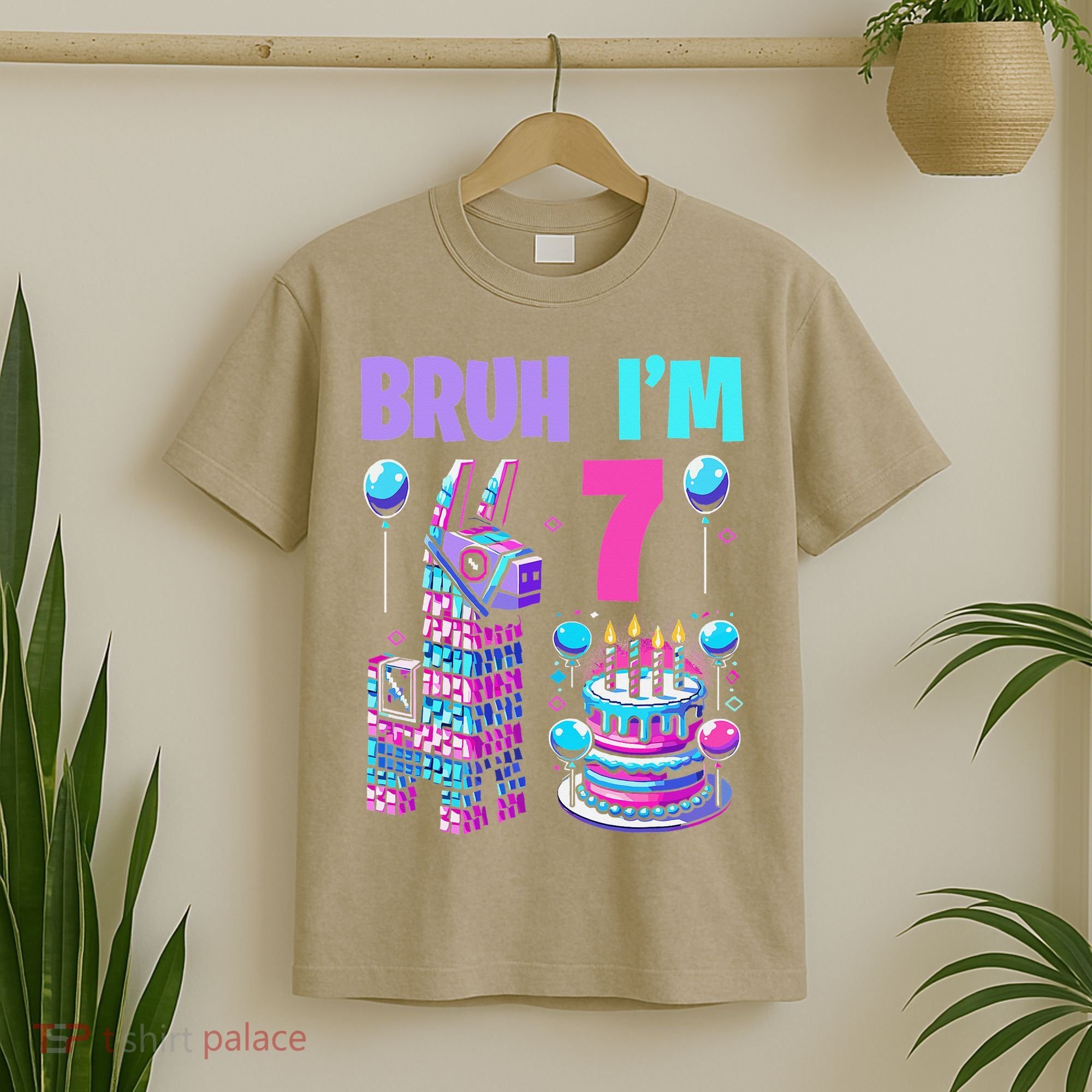 7th Birthday Party Llama Pinata Girl Bruh Im 7 T-Shirt