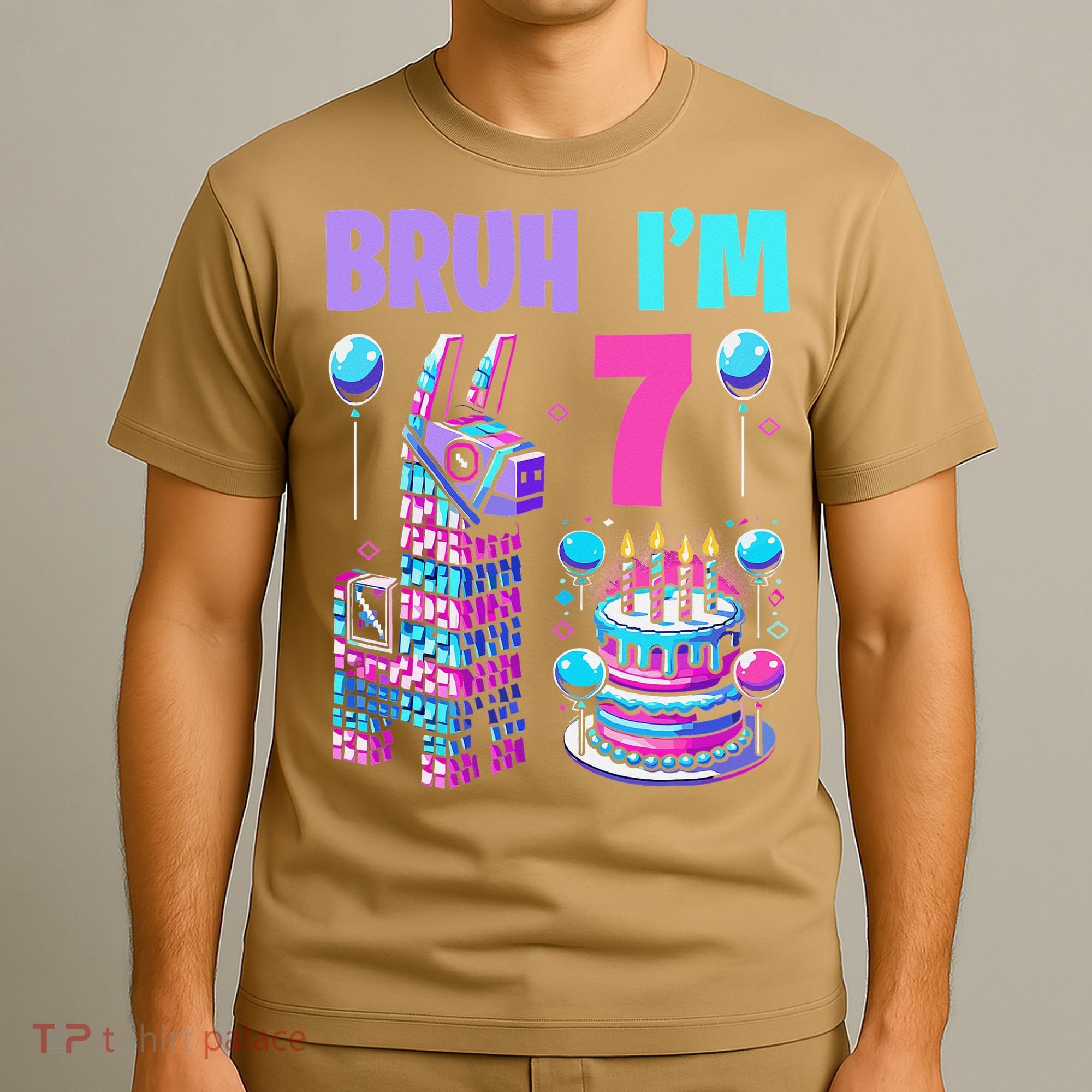 7th Birthday Party Llama Pinata Girl Bruh Im 7 T-Shirt