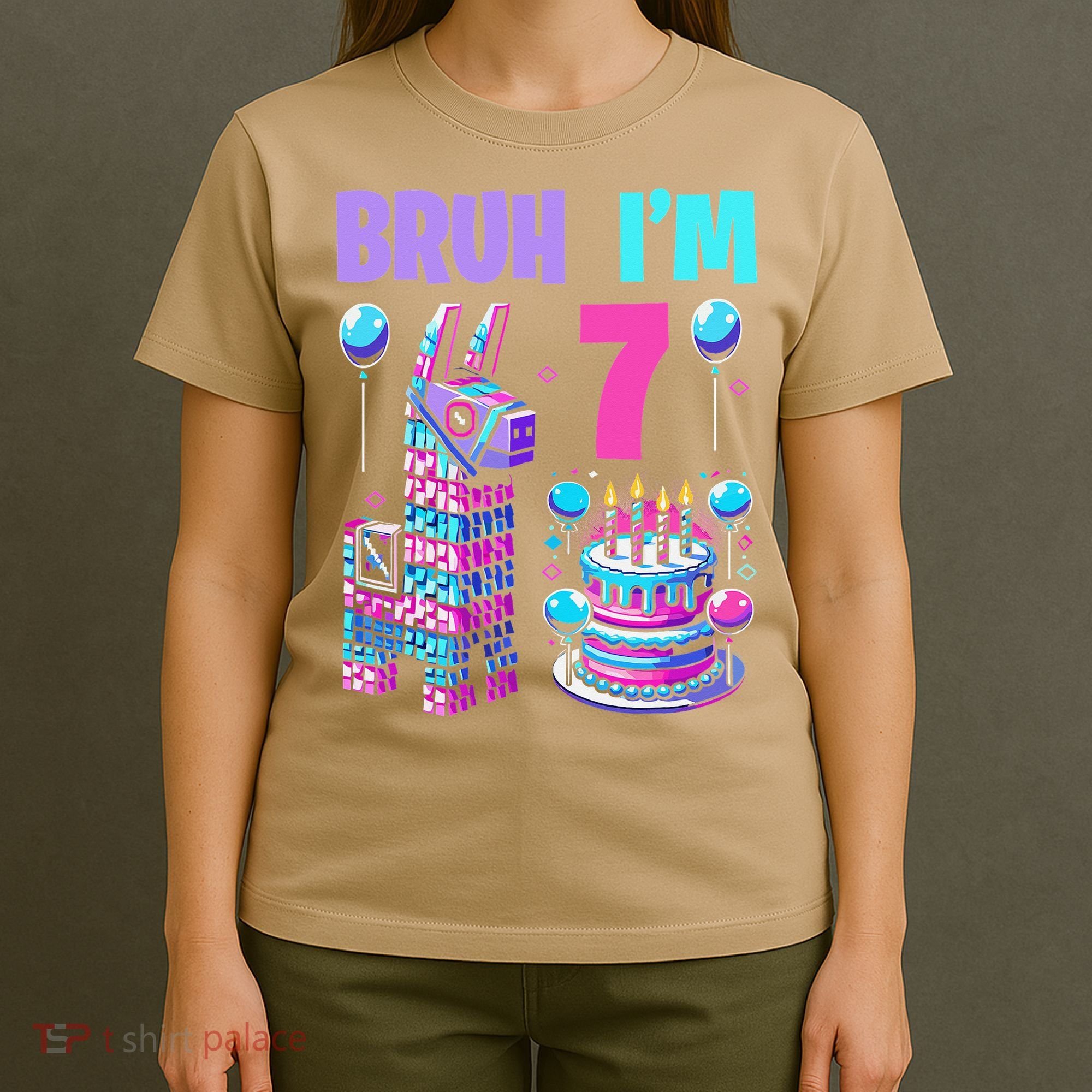 7th Birthday Party Llama Pinata Girl Bruh Im 7 T-Shirt