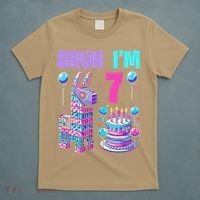 7th Birthday Party Llama Pinata Girl Bruh Im 7 T-Shirt thumb 5