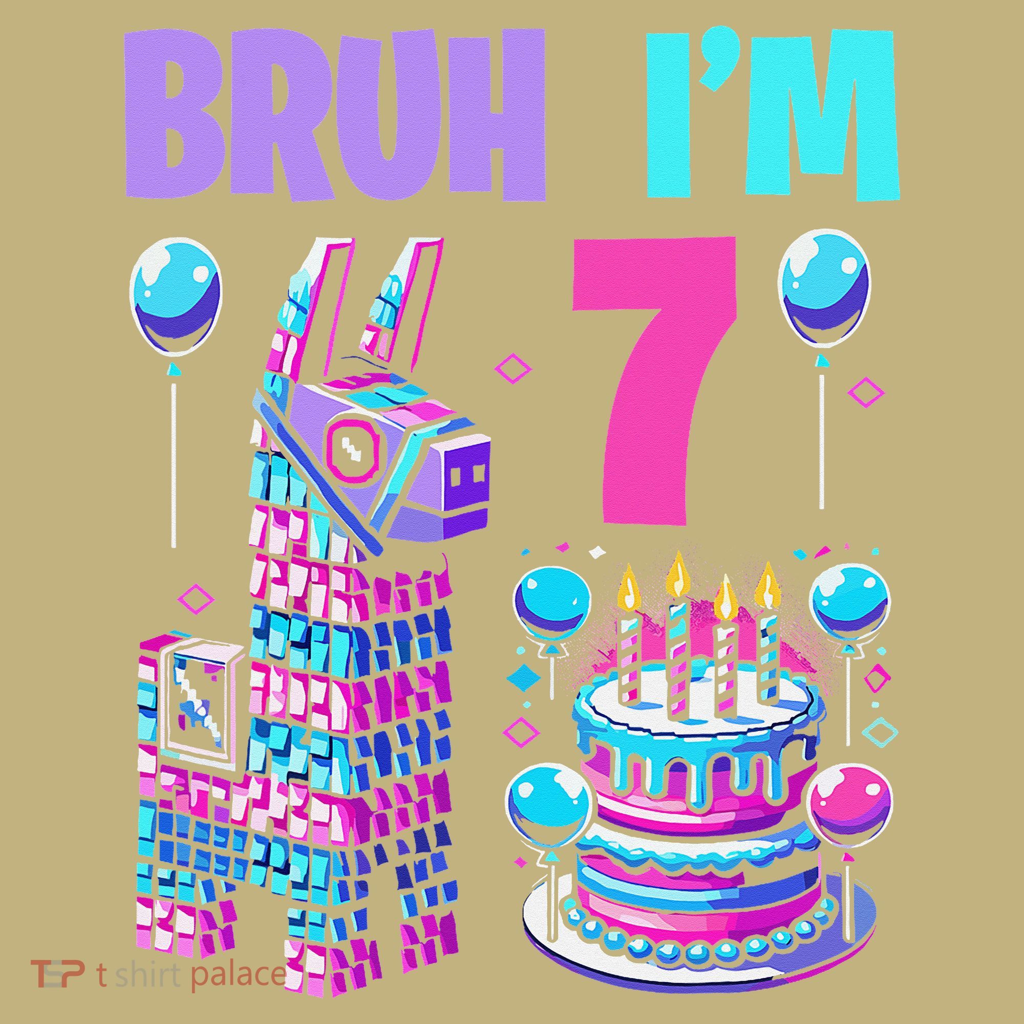 7th Birthday Party Llama Pinata Girl Bruh Im 7 T-Shirt