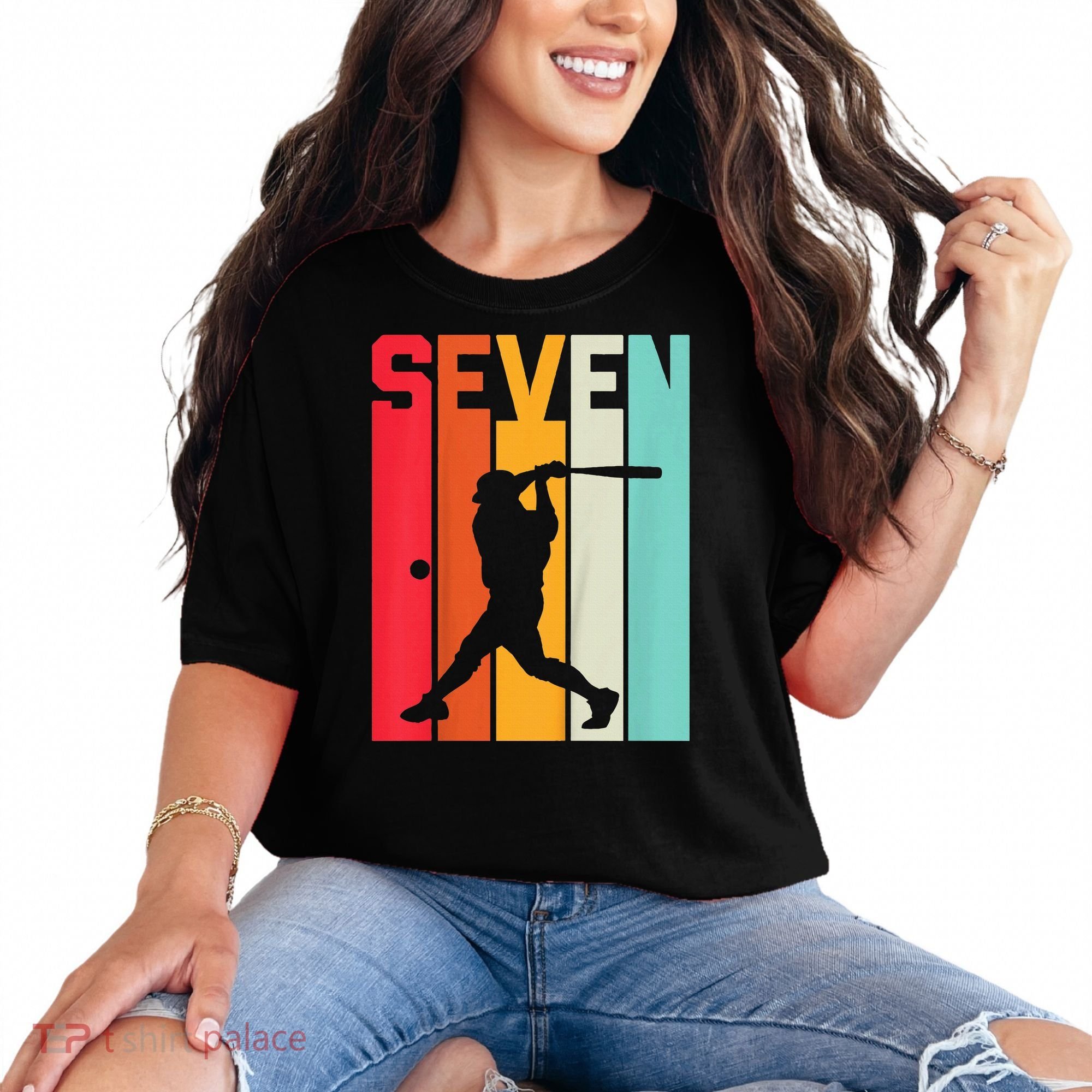 7th Birthday Retro Baseball 7 Years Old Comfort Colors T-Shirt