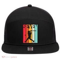 7th Birthday Retro Baseball 7 Years Old 7 Panel Mesh Trucker Snapback Hat thumb 0