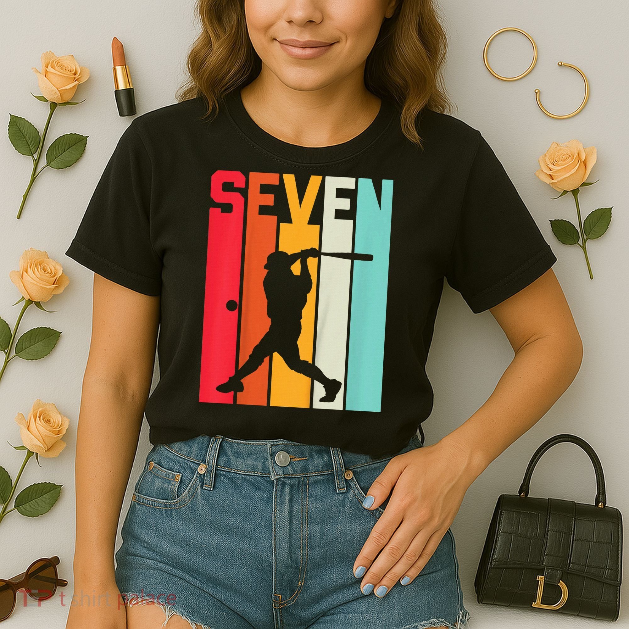 7th Birthday Retro Baseball 7 Years Old Comfort Colors Boxy T-Shirt