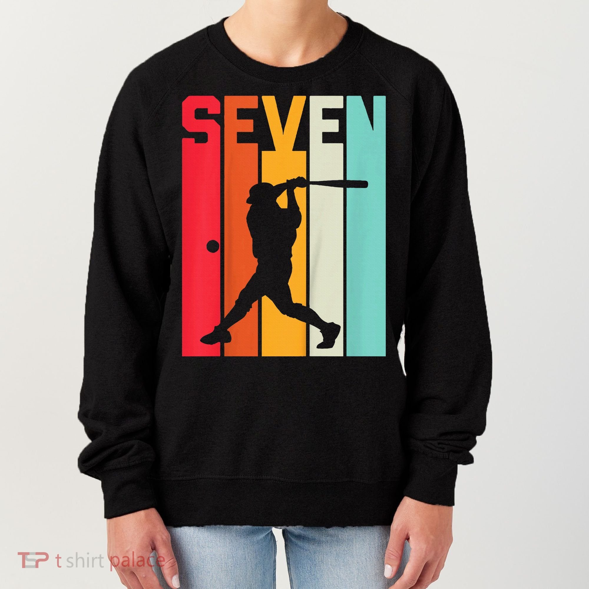 7th Birthday Retro Baseball 7 Years Old Women's Sweatshirt