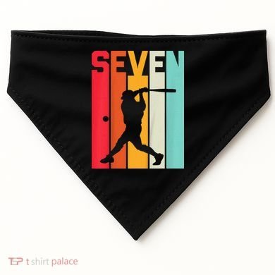 7th Birthday Retro Baseball 7 Years Old USA-Made Doggie Bandana