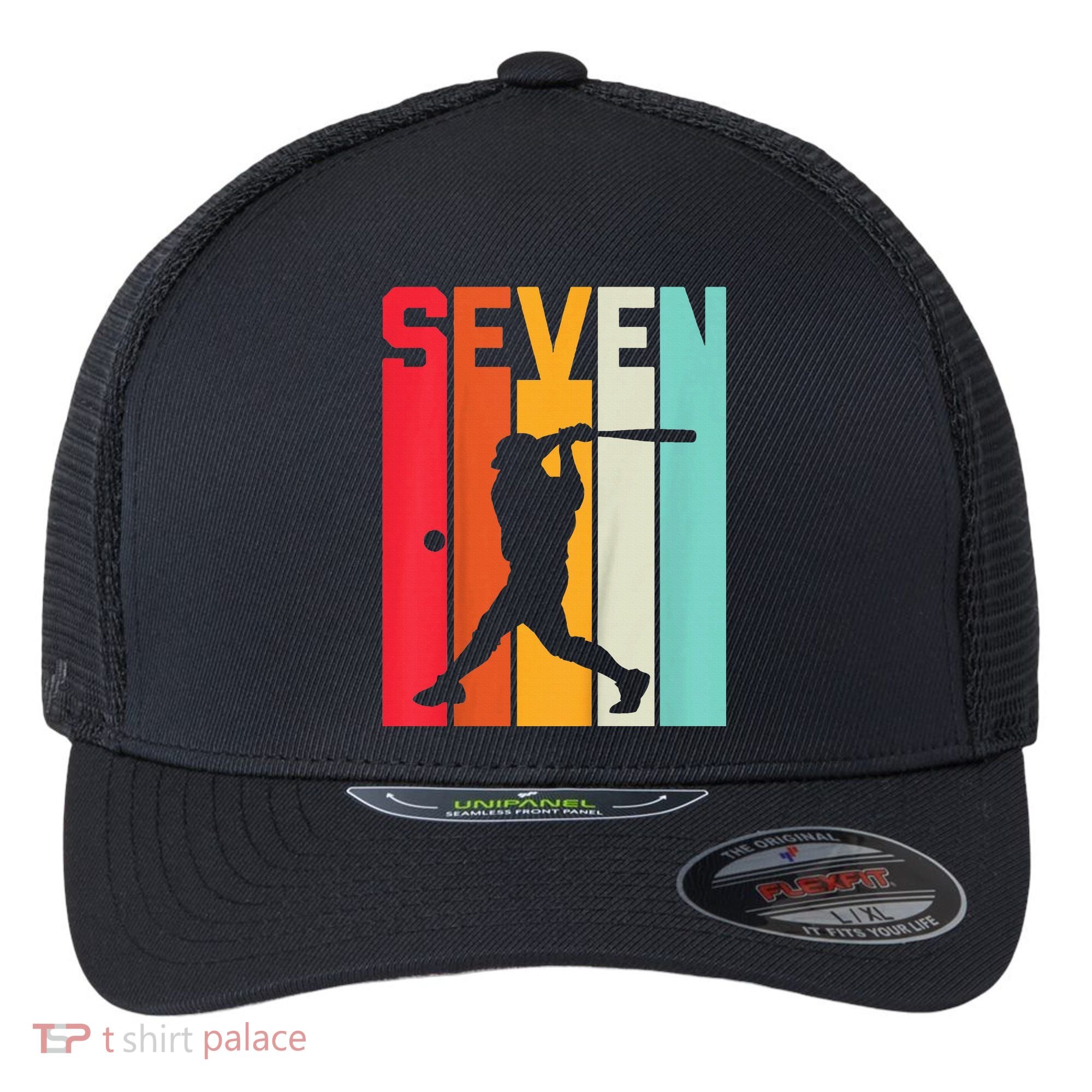 7th Birthday Retro Baseball 7 Years Old Flexfit Unipanel Trucker Cap