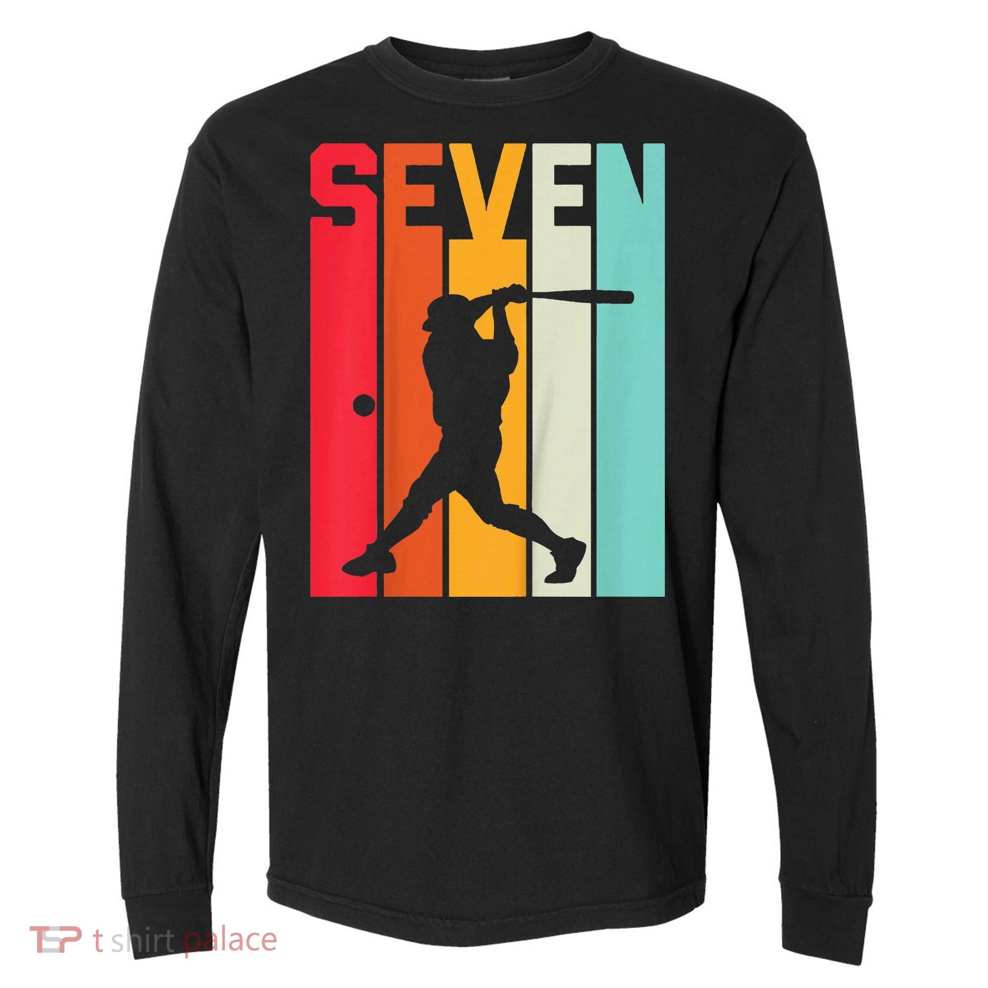 7th Birthday Retro Baseball 7 Years Old Comfort Colors Heavyweight Long Sleeve T-Shirt