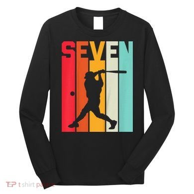 7th Birthday Retro Baseball 7 Years Old Long Sleeve Shirt