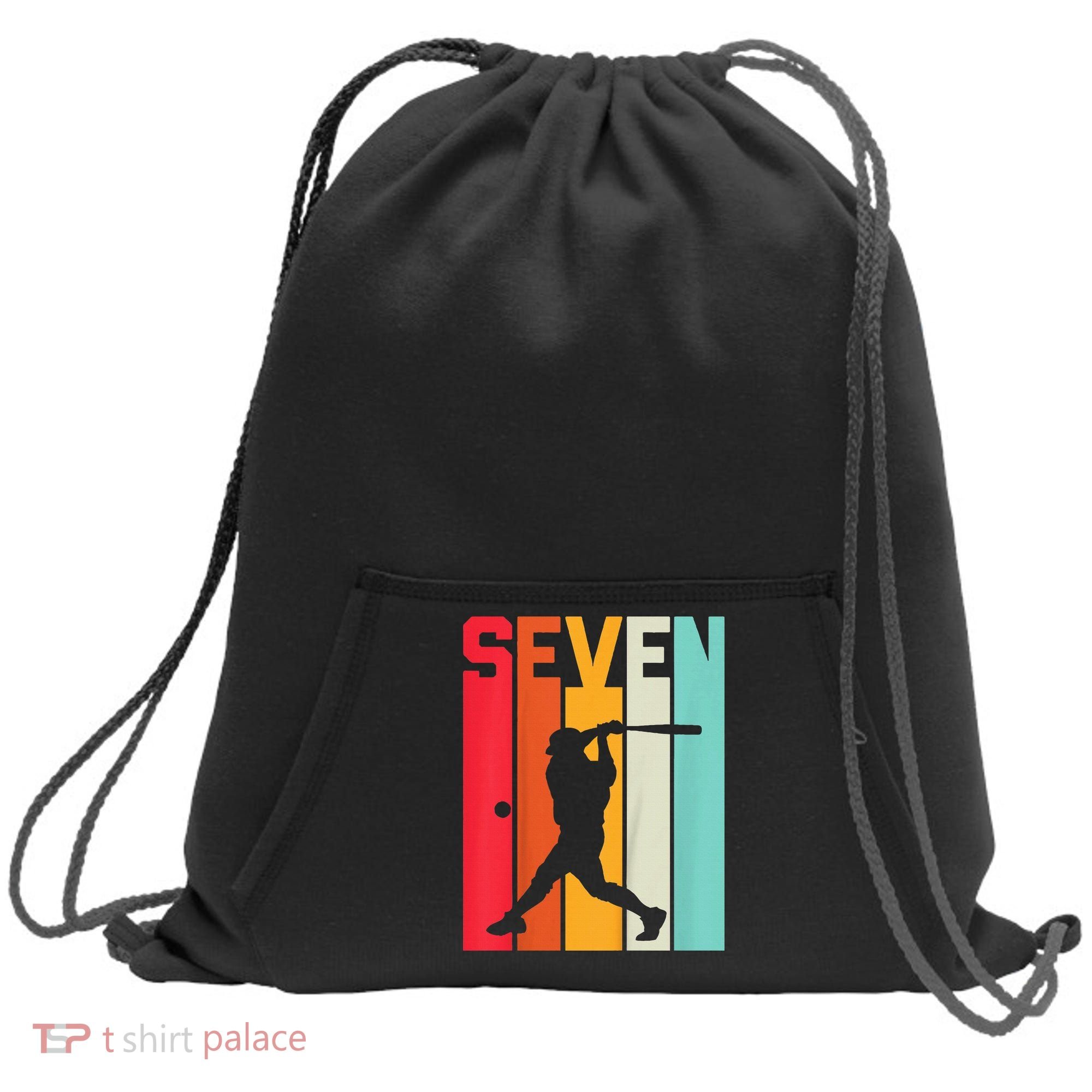 7th Birthday Retro Baseball 7 Years Old Sweatshirt Cinch Pack Bag