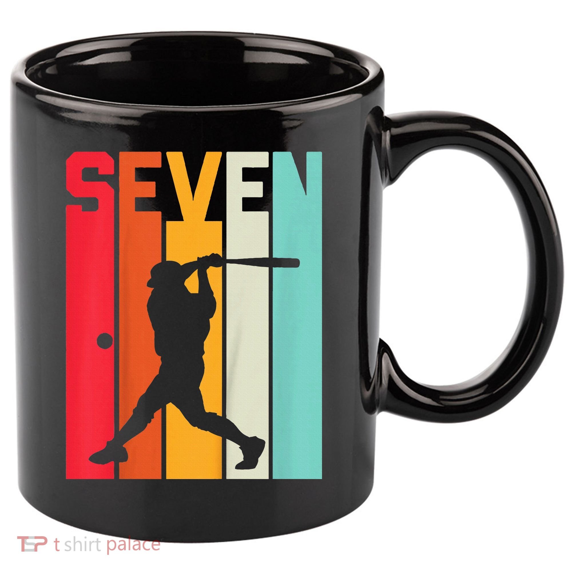 7th Birthday Retro Baseball 7 Years Old 11oz C Handle Ceramic Mug