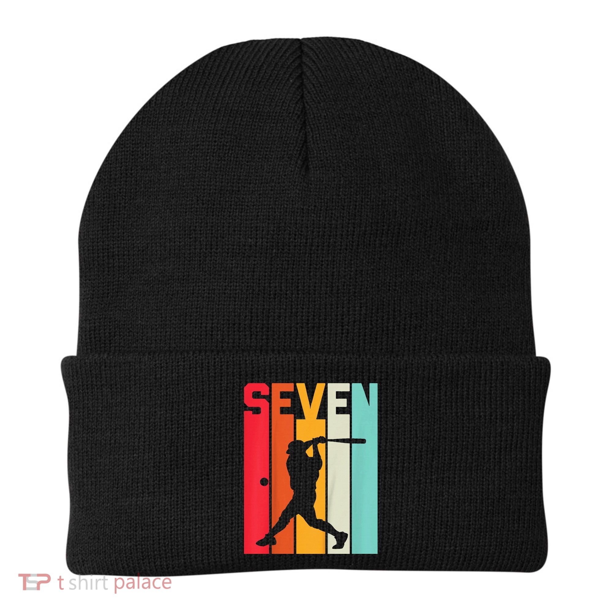 7th Birthday Retro Baseball 7 Years Old Beanie