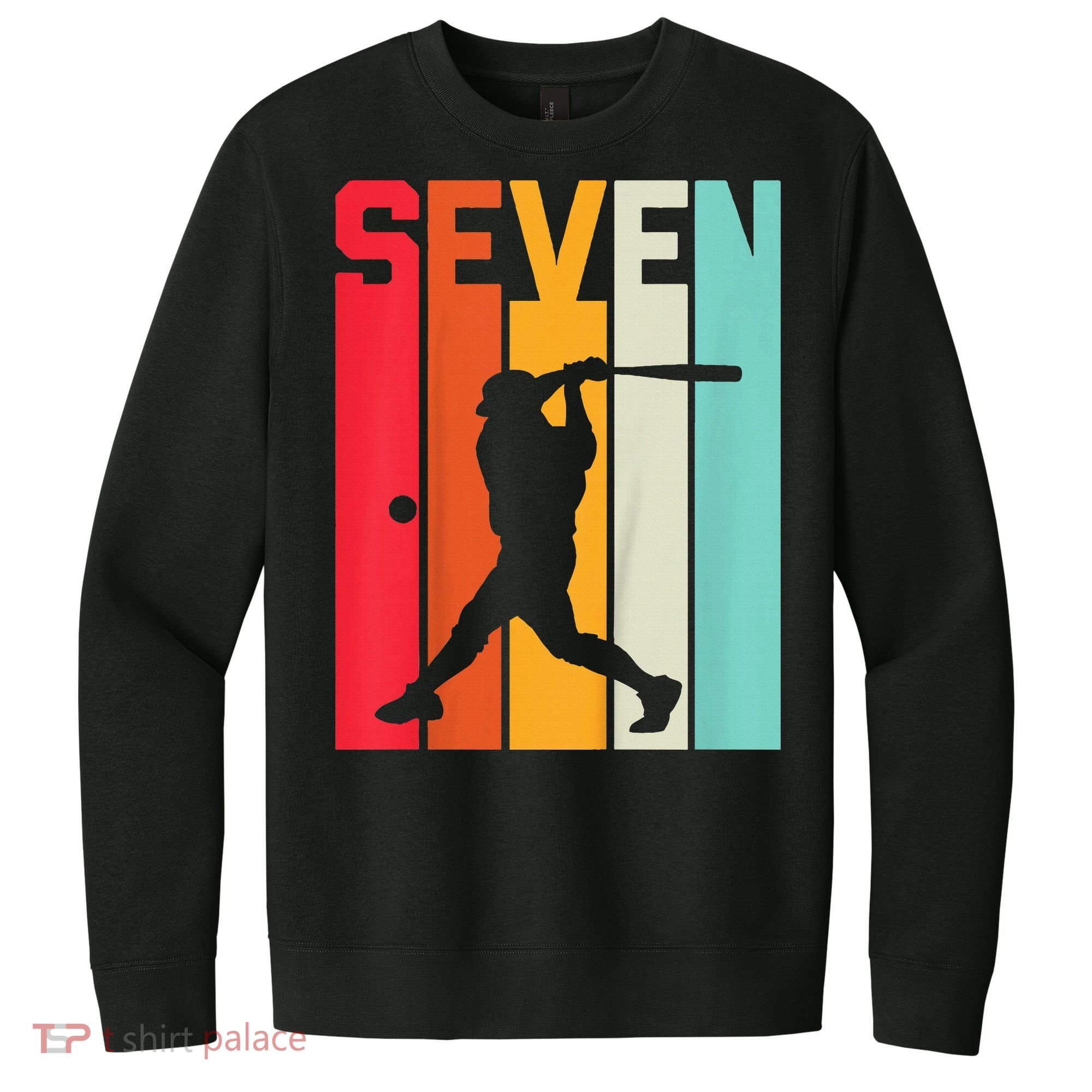 7th Birthday Retro Baseball 7 Years Old V.I.T. Fleece Crew Sweatshirt