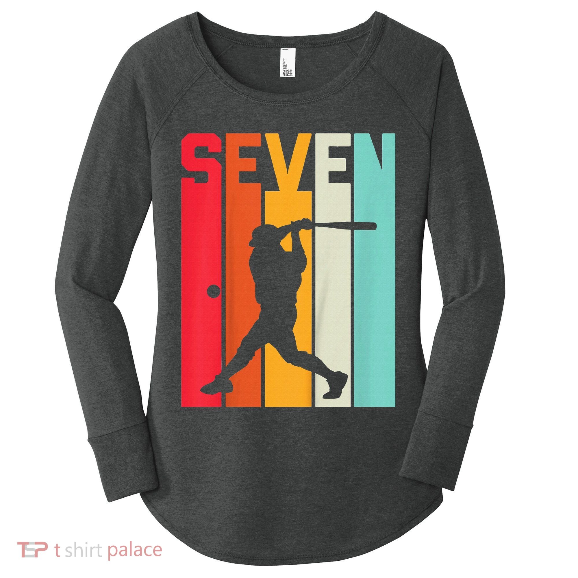 7th Birthday Retro Baseball 7 Years Old Women's Perfect Tri Tunic Long Sleeve Shirt