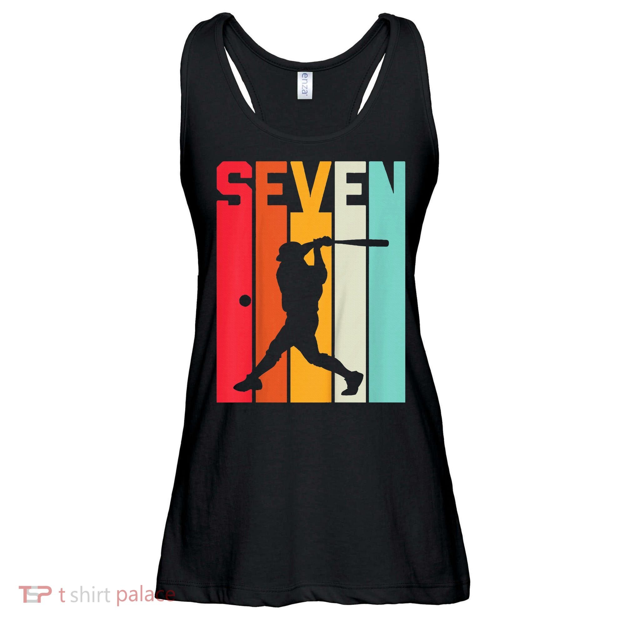7th Birthday Retro Baseball 7 Years Old Ladies Essential Flowy Tank