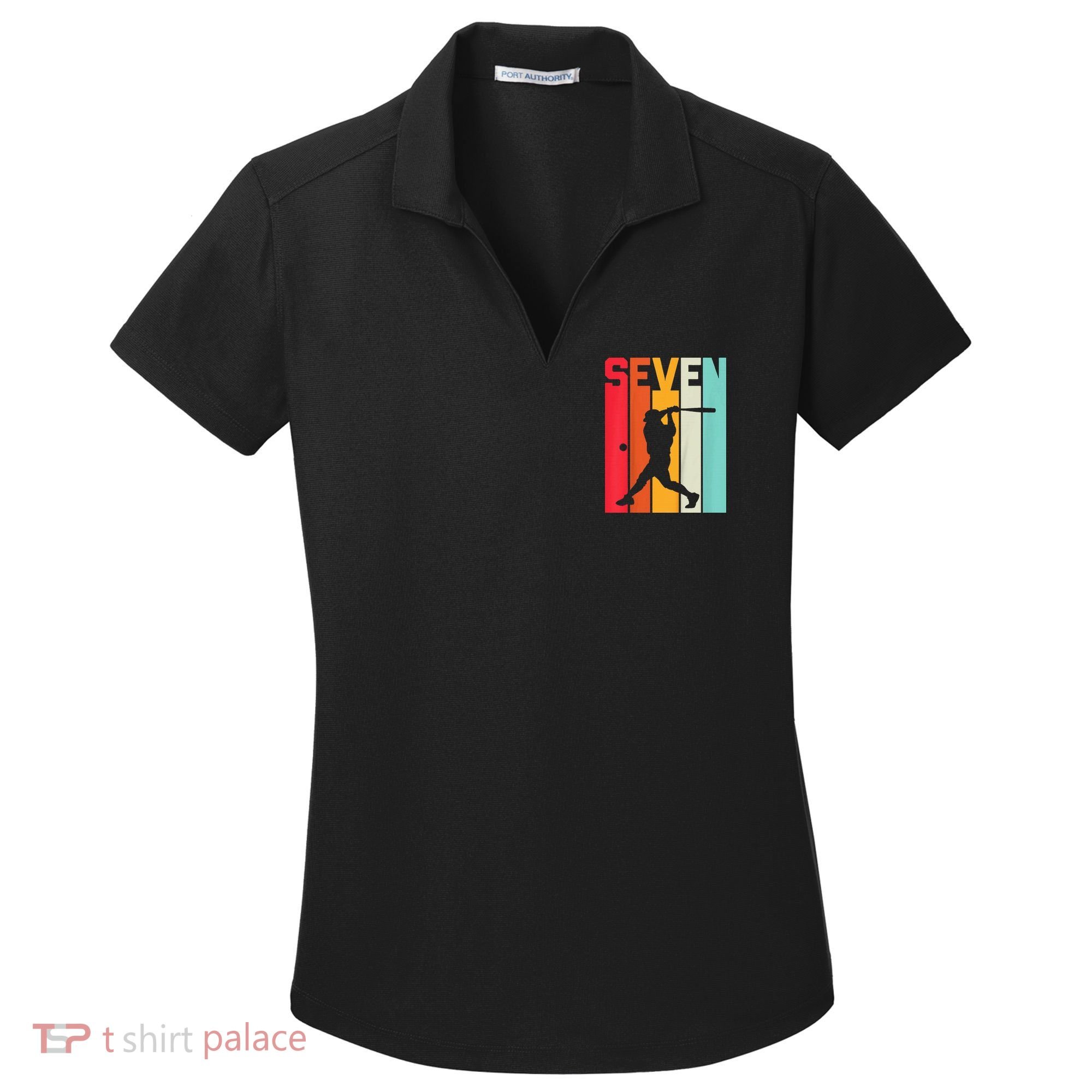 7th Birthday Retro Baseball 7 Years Old Women's Dry Zone Grid Polo