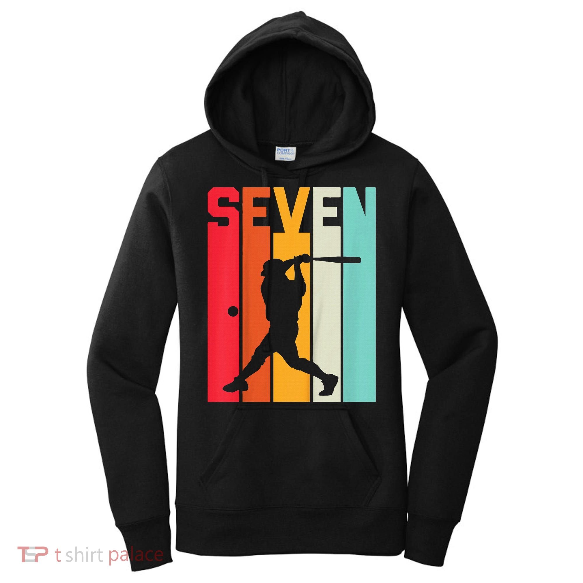 7th Birthday Retro Baseball 7 Years Old Women's Hoodie